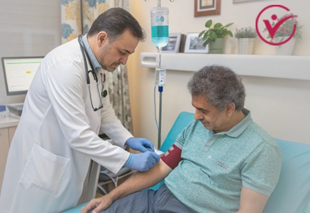 Врач делает капельницу